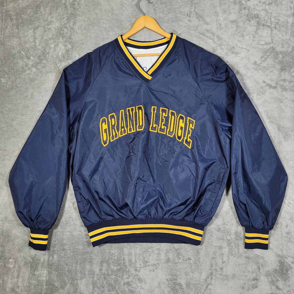 Vintage Grand Ledge Pullover Jacket XXL Mens Blue Yellow BMR Sportswear Michigan